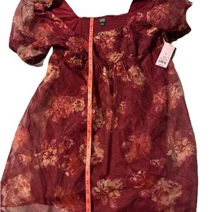NWT Wild Fable red floral dress with puffy sleeves Size XL